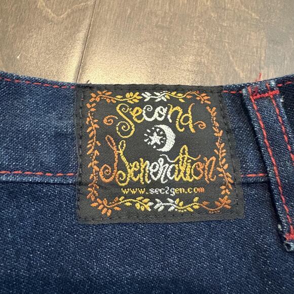 NWT Y2K Second Generation Denim Shorts Women 16 Dark Rhinestone Star Pockets - Picture 2 of 16